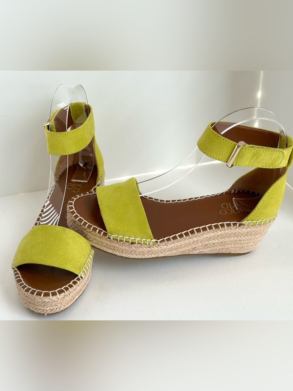 Franco Sarto Pela  Chartreuse suede wedge sandals (NWOT) - Picture 10 of 11